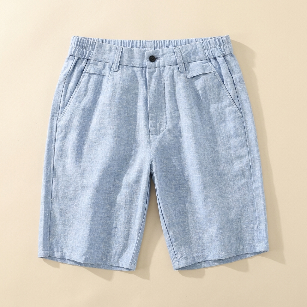Hayward light blue linen casual shorts flat lay