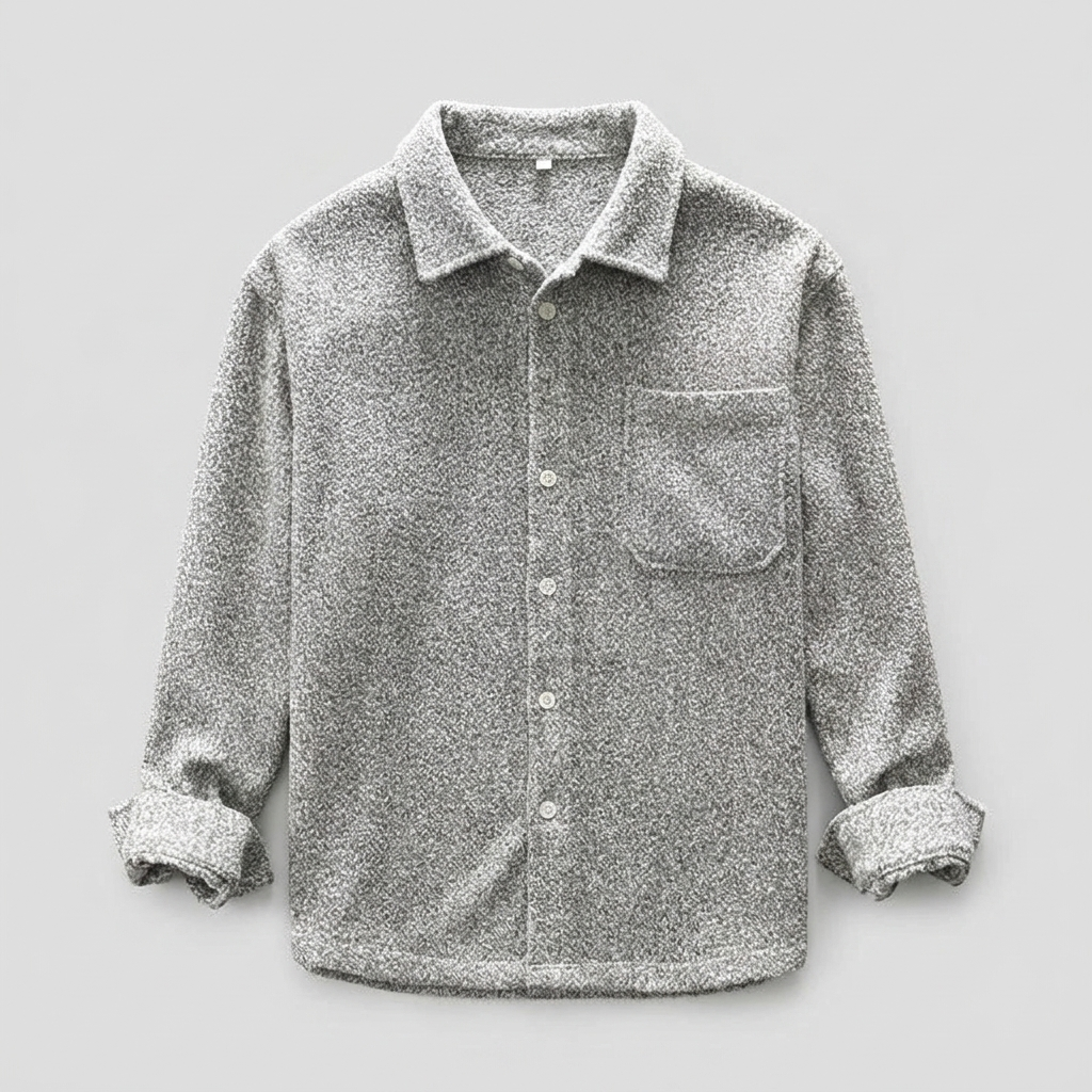 Holloway Ridge Shirt in graphite, men's brushed flannel-style long sleeve button up shirt, flat lay