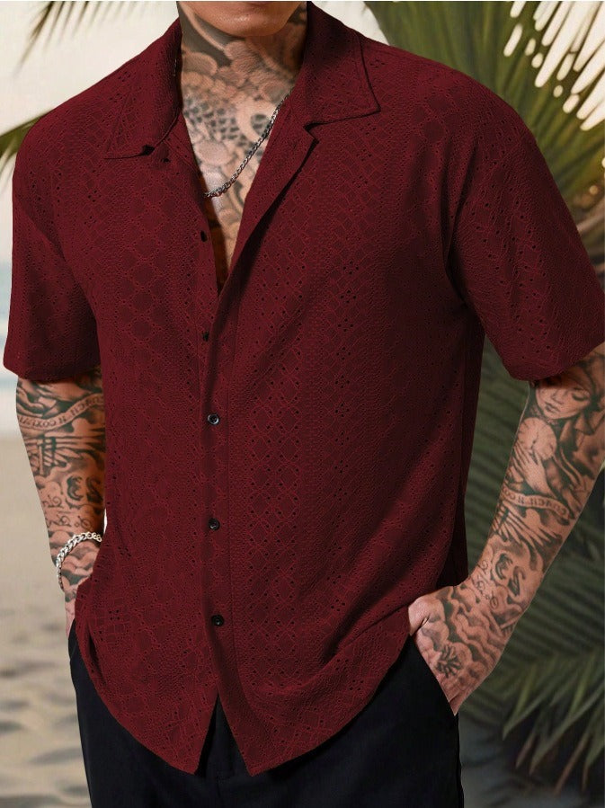 Lark Men's Perforated Button-Up Camp Shirt
