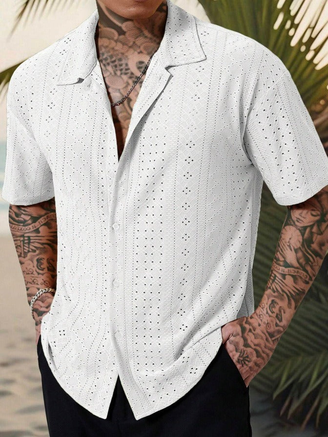 Lark Men's Perforated Button-Up Camp Shirt