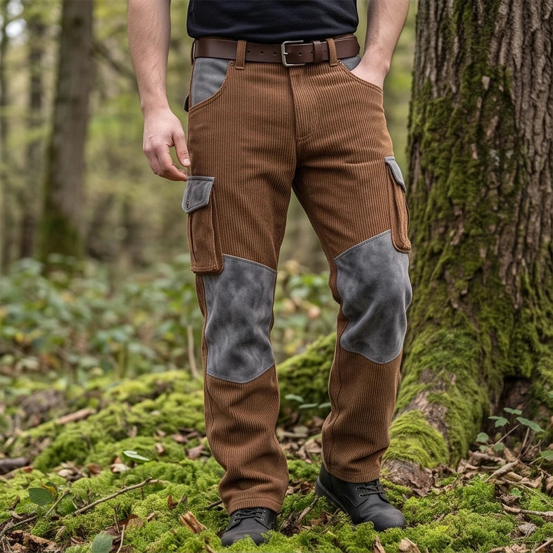 Model wearing Brown pants outdoors