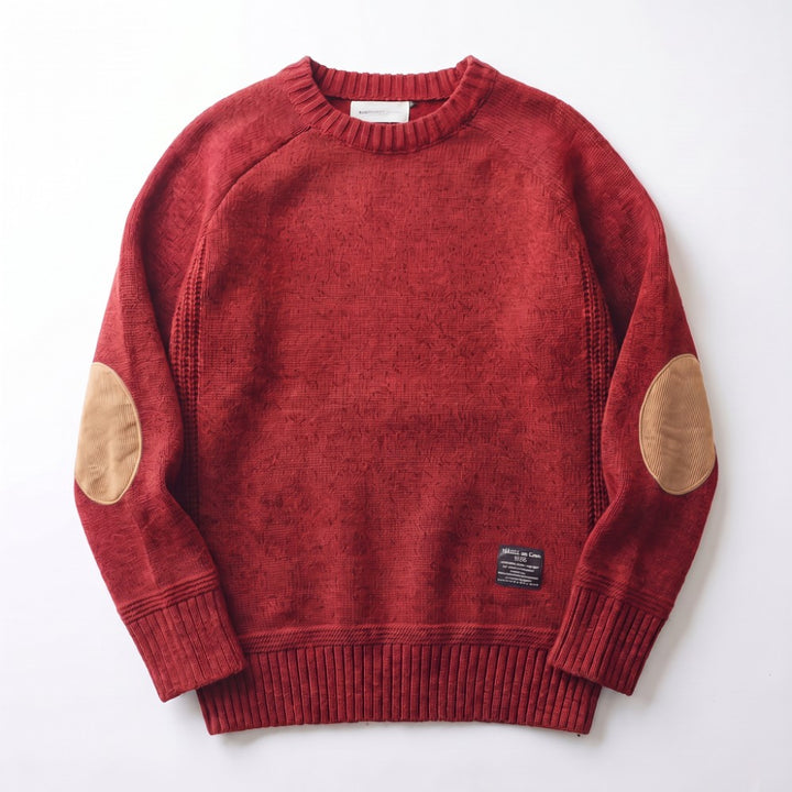 Ashwell Men's Wool Sweater with Elbow Patches