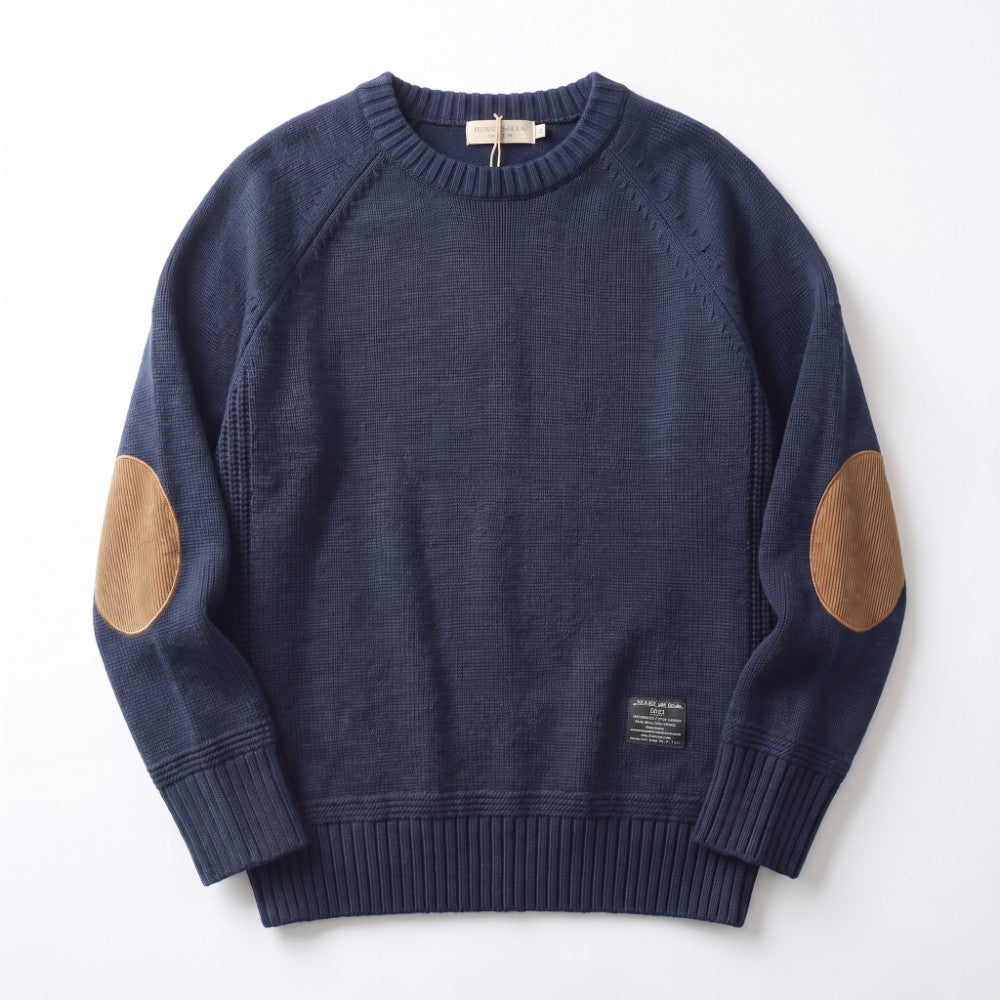 Ashwell Men's Wool Sweater with Elbow Patches