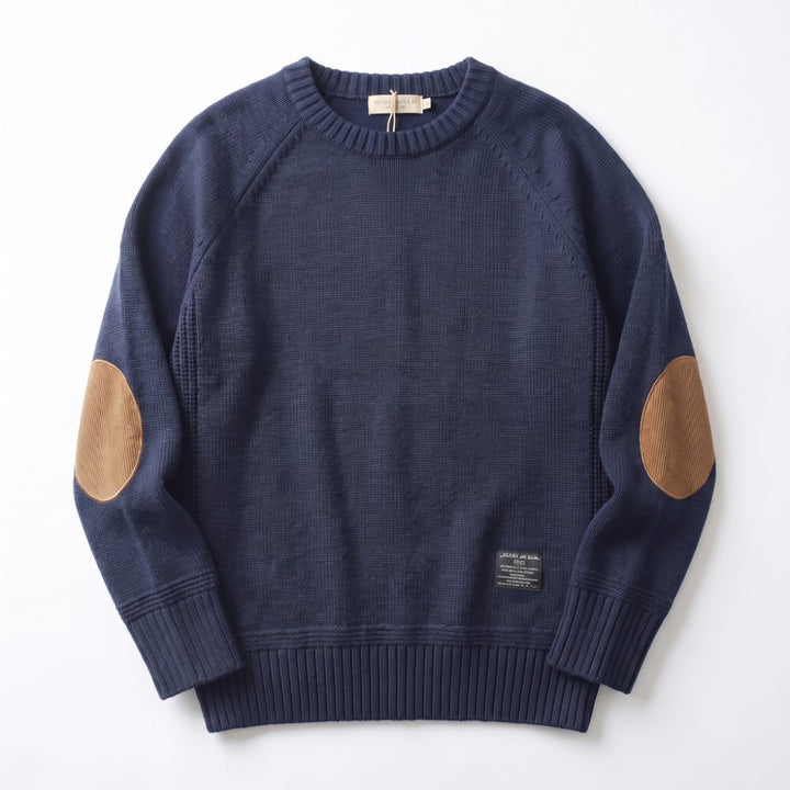Ashwell Men's Wool Sweater with Elbow Patches