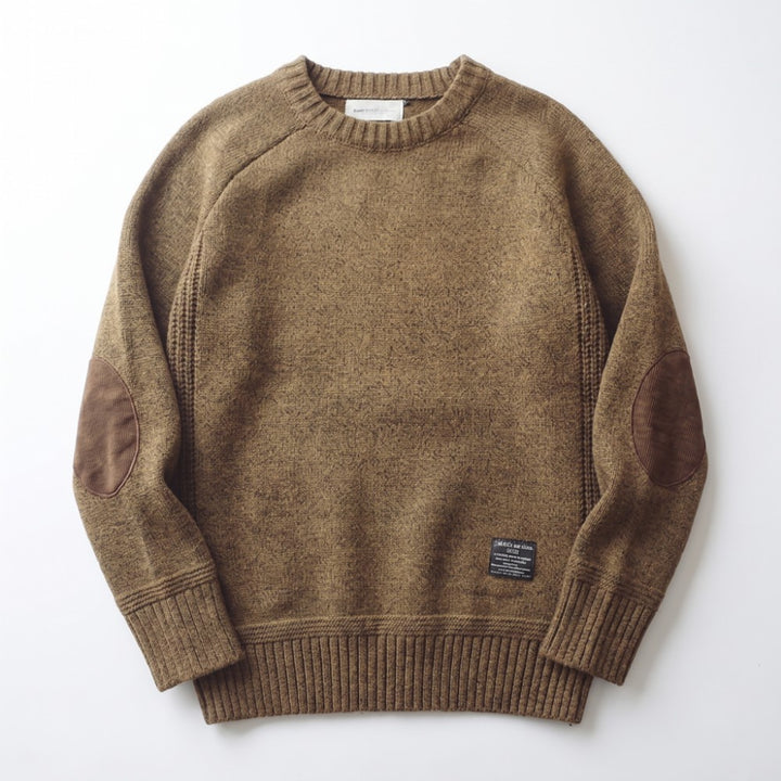 Ashwell Men's Wool Sweater with Elbow Patches