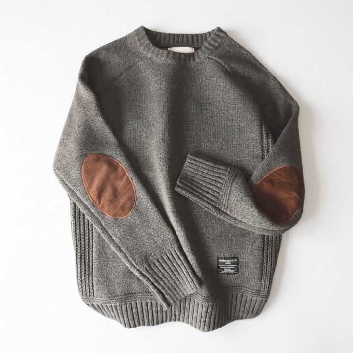 Ashwell Men's Wool Sweater with Elbow Patches
