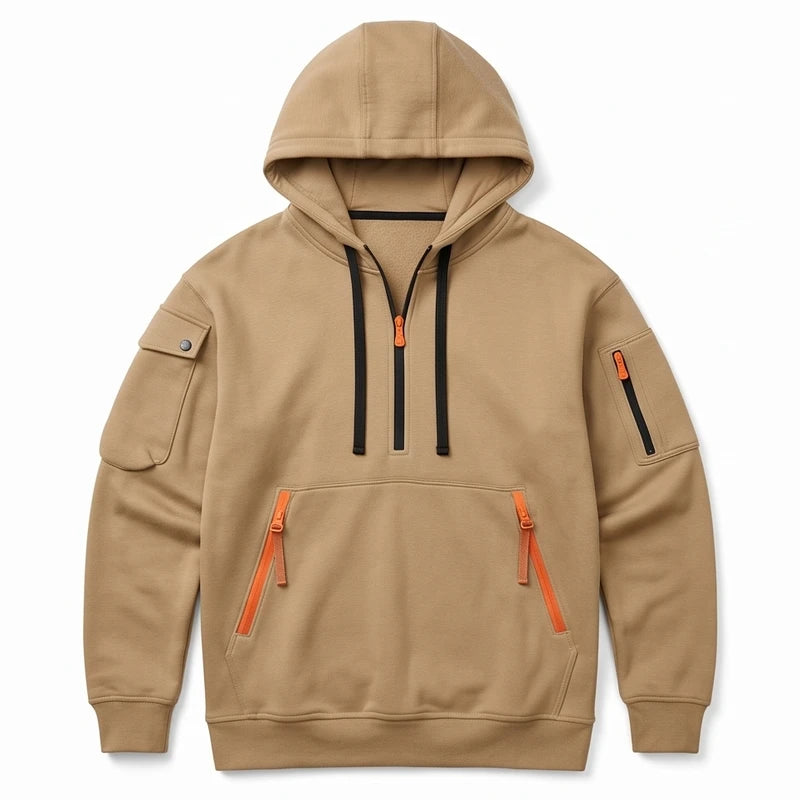 Beige hoodie on a white background
