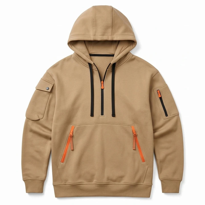Beige hoodie on a white background