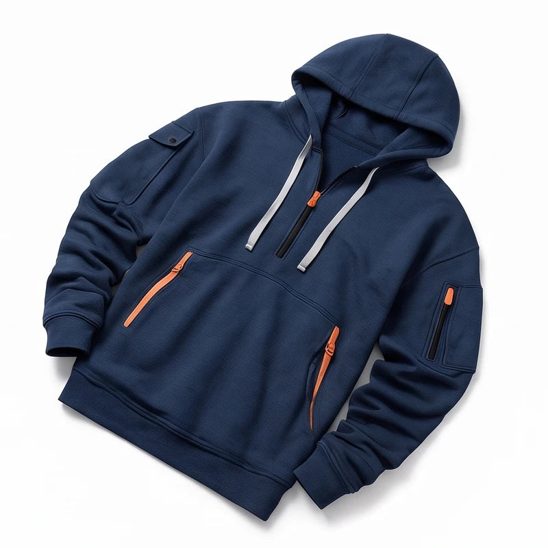Blue hoodie on a white background - 2