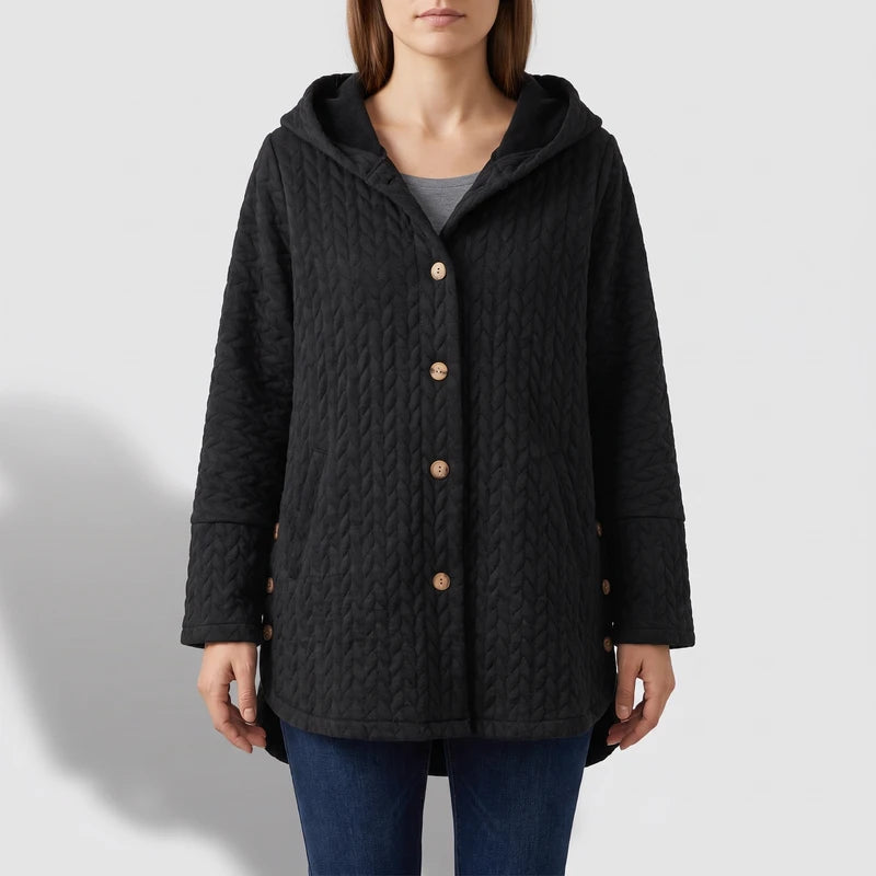 Black jacket on an off-gray studio background