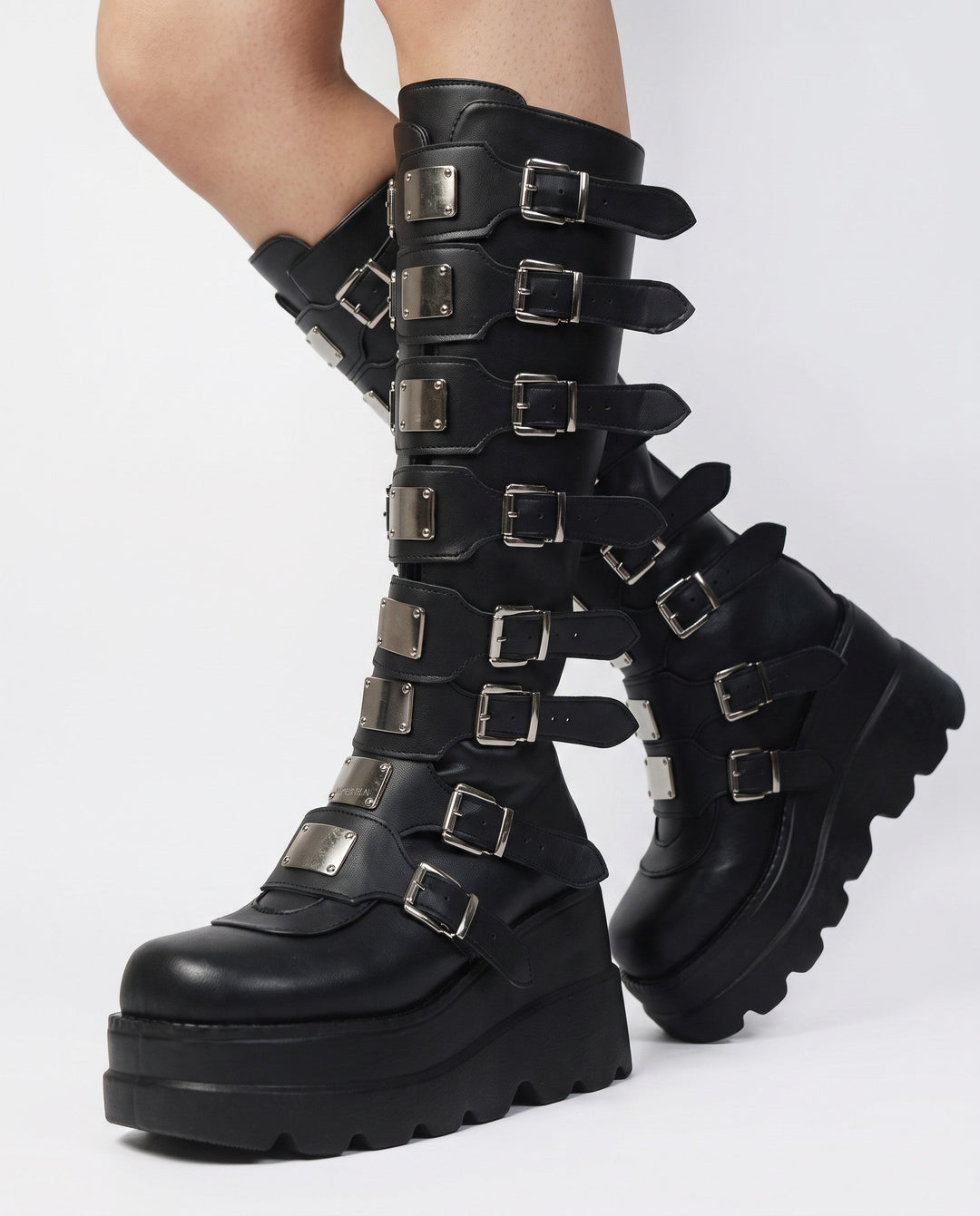 Sentinel Women's Gothic Buckle Platform Boots