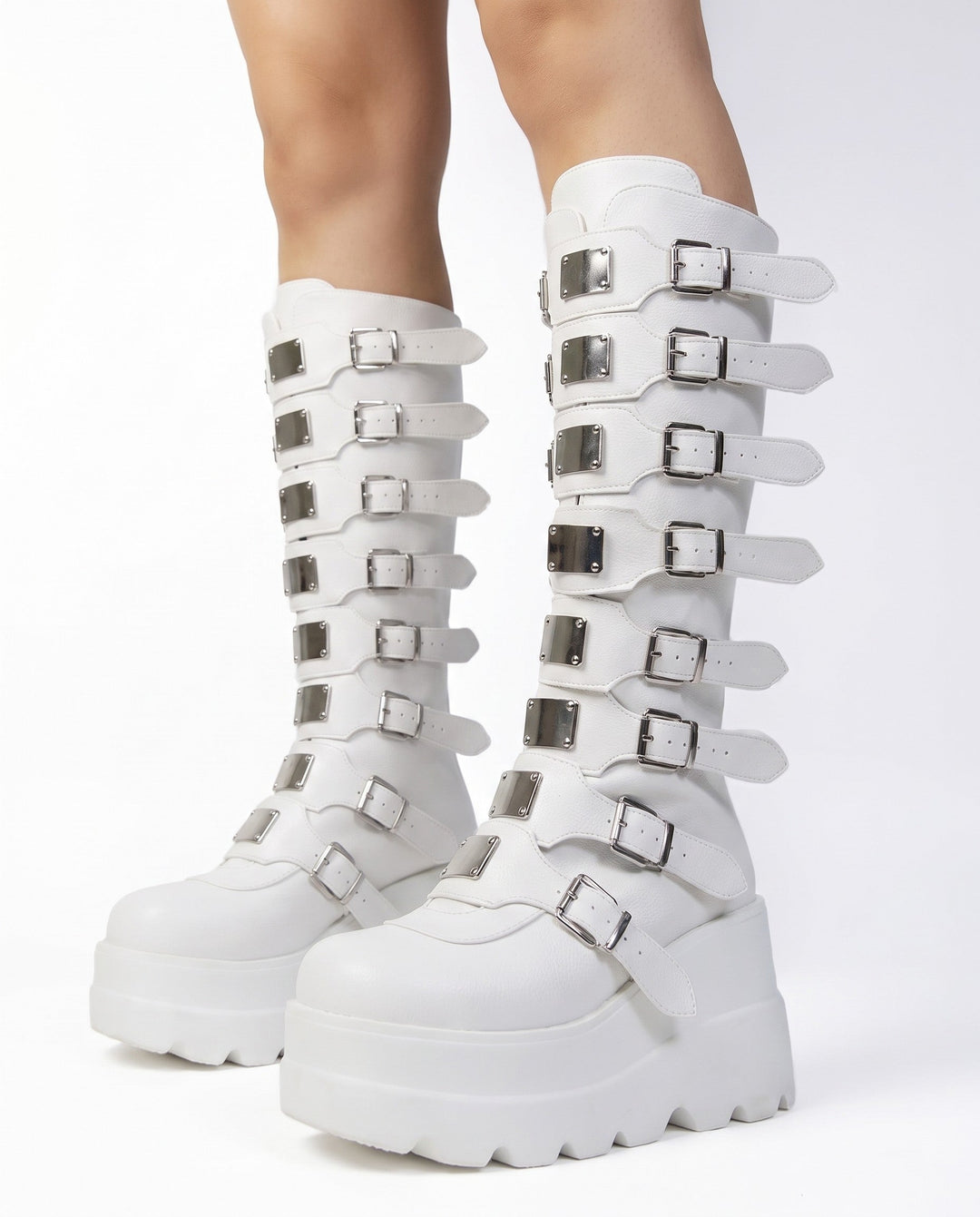 Sentinel Women's Gothic Buckle Platform Boots