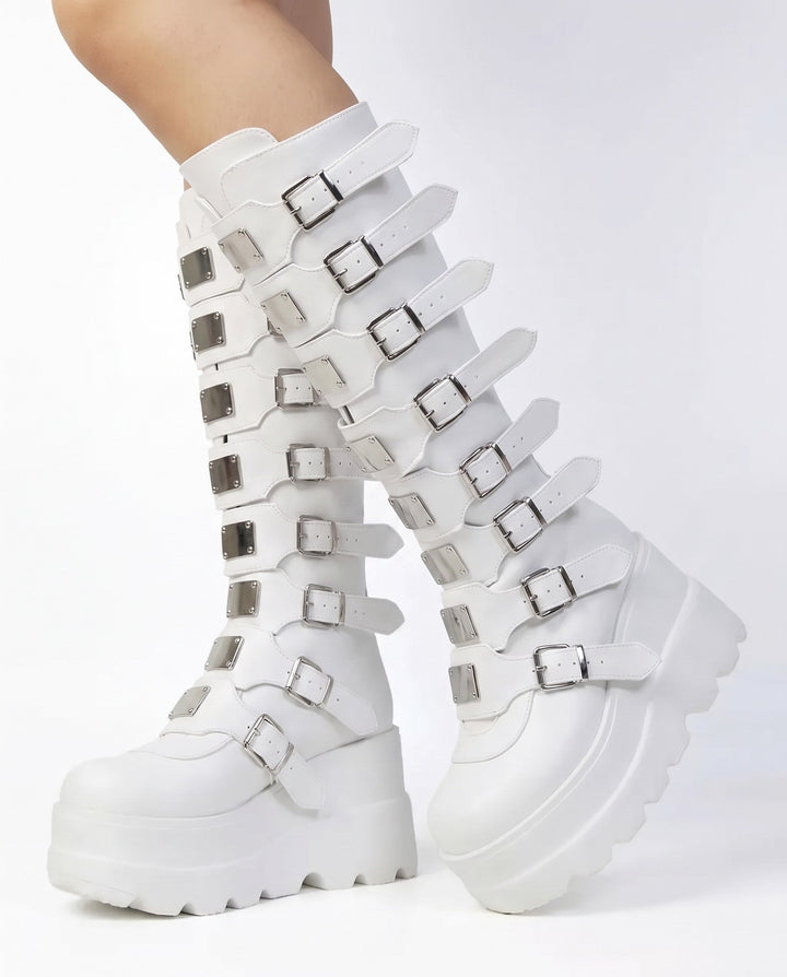 Sentinel Women's Gothic Buckle Platform Boots