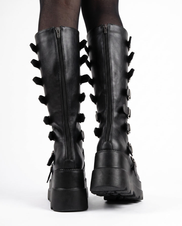 Sentinel Women's Gothic Buckle Platform Boots