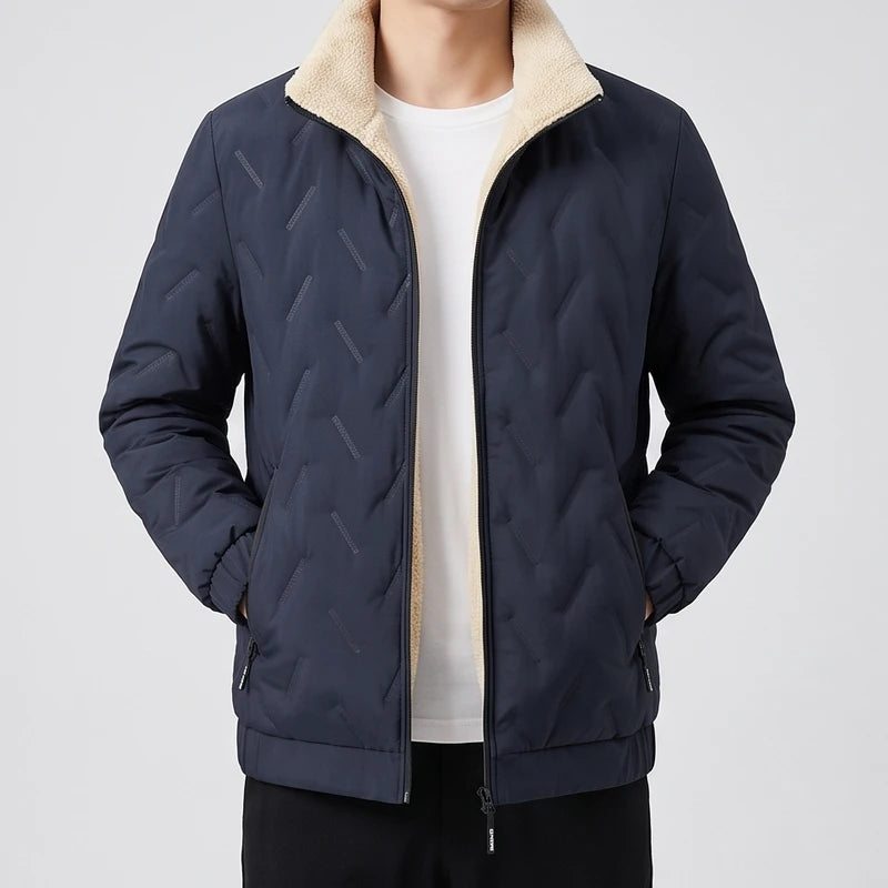 Gray jacket on an off-gray studio background