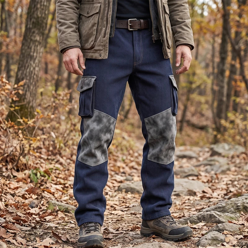 Model wearing Blue pant outdoors