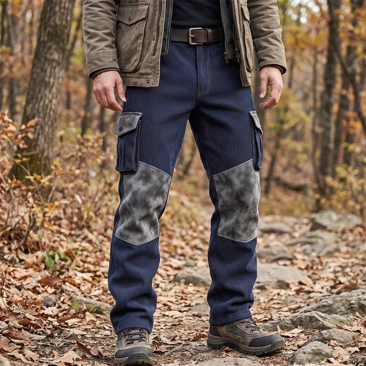 Model wearing Blue pant outdoors