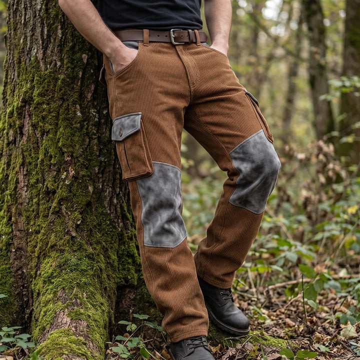 Model wearing Brown pant outdoors