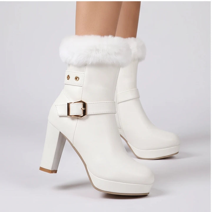 Model wearing White boots in a studio - 3