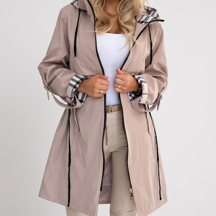 Khaki lace jacket on an off-gray studio background - 2