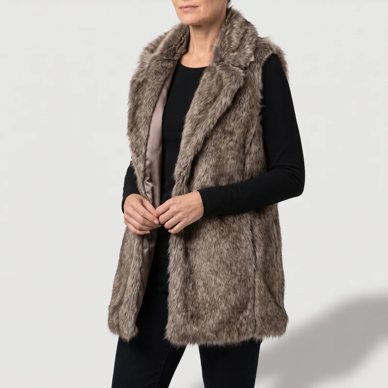Coffee vest on an off-gray studio background