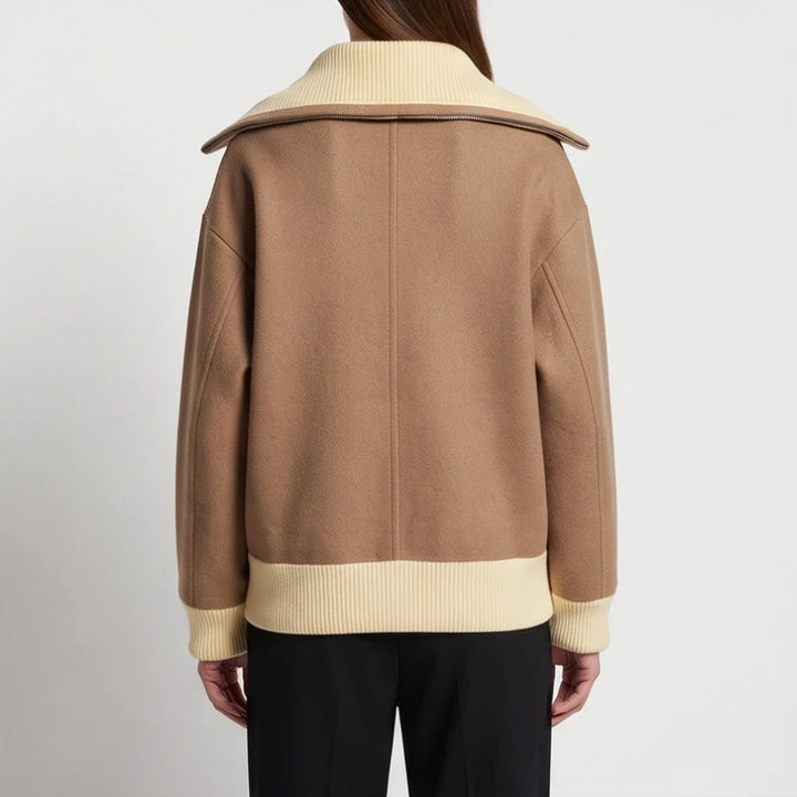 Model wearing as picture knit hoodie in a studio