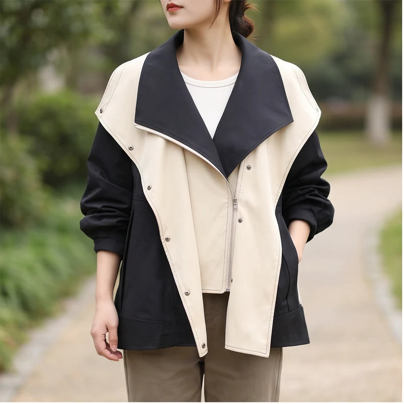 Model wearing Black jacket outdoors