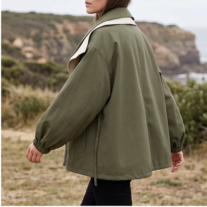 Model wearing Green jacket outdoors - 2